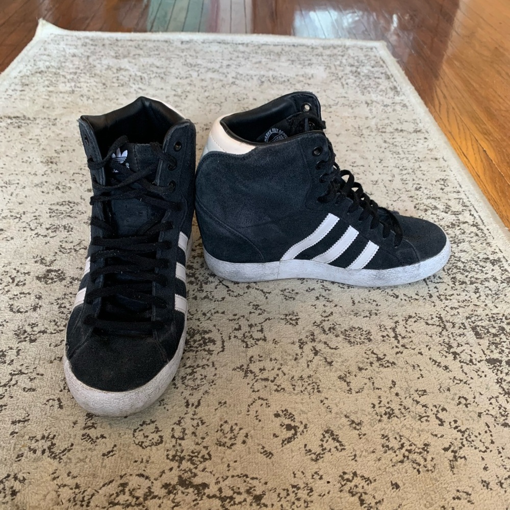 Navy and White High-Top wedge heel Adidas